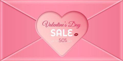 Valentine's Day sale promotion website design. and designs to envelopes with heart shapes to promote online shopping. and with seasonal deals. and can be used as illustration or backdrop.
