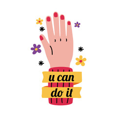 Girl power u can do it hand vector design © Gstudio