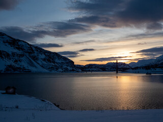 Fototapeta na wymiar Brücke von Kafjord, Alta, Norwegen