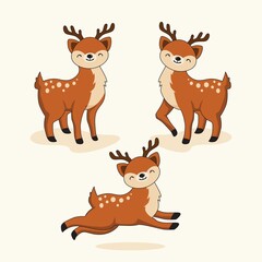 Deer Cartoon Illustration Set Collections