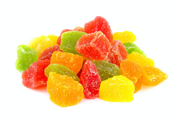 candied fruit group on white background