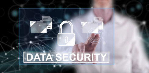 Man touching a data security concept