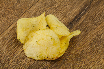 Natural potato salted chips heap