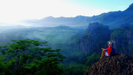 Beautiful View Of Gunung Sepikul In The Morning Located In Sukoharjo, Indonesia.