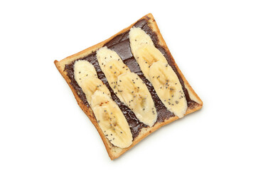 Sweet toast with banana isolated on white background