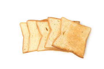 Fresh tasty toasts isolated on white background