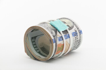 Masked dollar on white background