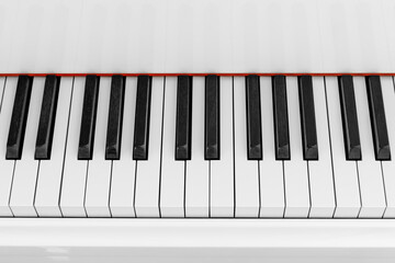 Fototapeta premium Close up white piano keyboard. Music instrument. Black and white key.