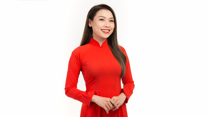 Vietnamese women wearing traditional costumes Ao Dai