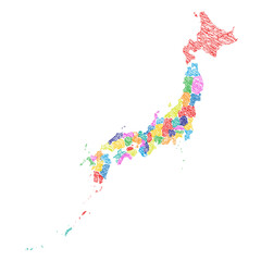 Fototapeta na wymiar クレヨン日本地図