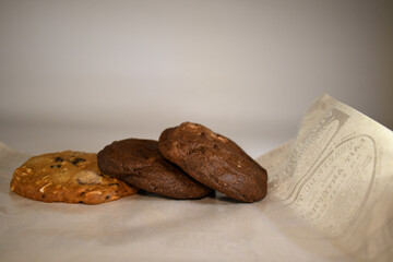 beautiful background of almond chocolate cookie