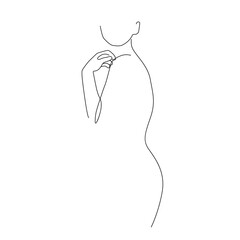 Continuous Line Drawing of Woman Naked Body, Fashion Minimalist Concept, Woman Beauty Drawing, Vector Illustration. Good for Prints, T-shirt, Banners, Slogan Design Modern Graphics Style