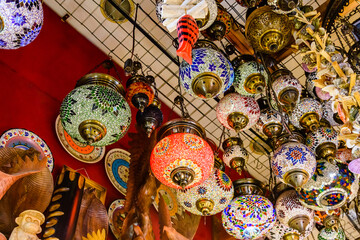 Traditional turkish chandeliers for sale at the bazaar