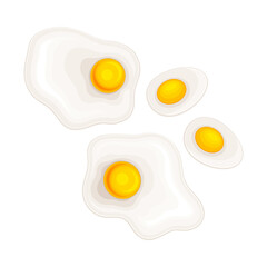 Boiled and Scrambled Eggs as Breakfast Ingredients Vector Illustration