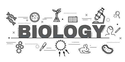 Design Concept Of Word BIOLOGY Website Banner.