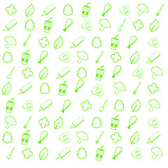 Chicken Wrap, fruit pattern background in flat designs