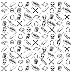Hot Dog Wrap, Skull pattern background in flat designs