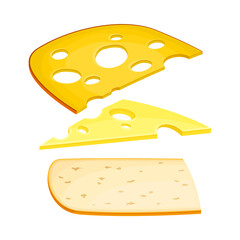 Slices of Cheese for Sandwich as Breakfast Ingredients Vector Illustration