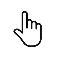 Click hand vector icon. Pointing finger sign. Cursor pointer symbol. Web and application interface image. Press or tap clip-art logo.