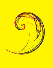 Abstract representation of bass clef. Vivid poster on theme of music, rhythm and sound. Parody.