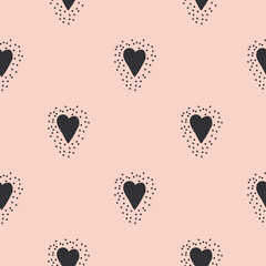 hand drawn doodle seamless pattern with hearts