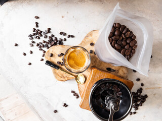 coffee beans and cinnamon
