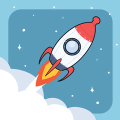 Hand drawn space rocket icon illustration.