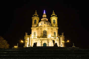 ポルトガル　ブラガのライトアップされたサメイロの聖母の聖地

