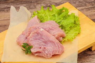 Raw turkey breast steak for cooking