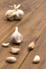 Garlic heads and cloves. Natural farm food