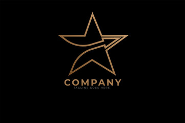 Arrow Star Logo, Gold Line star and arrow combination, usable for start up and  business company,  Flat style Logo Design Template, vector illustration