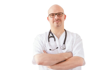Fototapeta premium Isolated doctor with stethoscope on white background