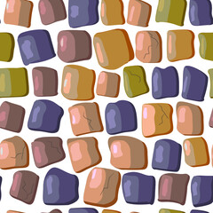 seamless background of stones, paving stones. Vector pattern stone wall or road for decoration of games and objects. building texture.