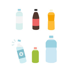 いろんな飲みものとペットボトルイラスト素材