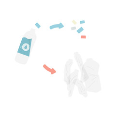 ペットボトルとキャップとリサイクルイラスト素材