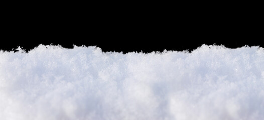 white snow in daylight, background, isolate on black background