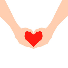 Obraz premium Two hands making heart sign. Love, romantic relationship concept. Isolated vector illustration flat style.