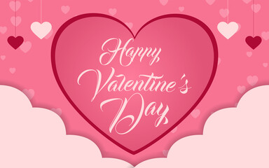 Happy Valentine's Day Lettering Calligraphy with Text Color, isolated on Pink Background. Vector Graphic Illustration for Greeting Cards, Web, Presentation