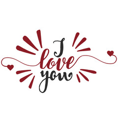 Obraz premium Romantic card design with I love you inscription. Cute design for valentine card or banner.