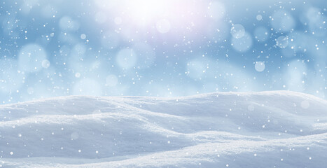 Fototapeta na wymiar Winter card design. Beautiful fluffy snow outdoors