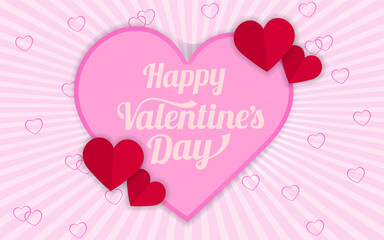 Happy Valentine's Day Lettering Calligraphy with Text Color, isolated on Pink Background. Vector Graphic Illustration for Greeting Cards, Web, Presentation