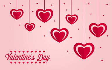 Happy Valentine's Day Lettering Calligraphy with Text Color, isolated on Pink Background. Vector Graphic Illustration for Greeting Cards, Web, Presentation