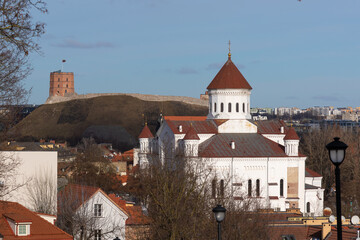 Cathedral of the Theotokos and Gediminas Tower in Vilnius, Lithuania