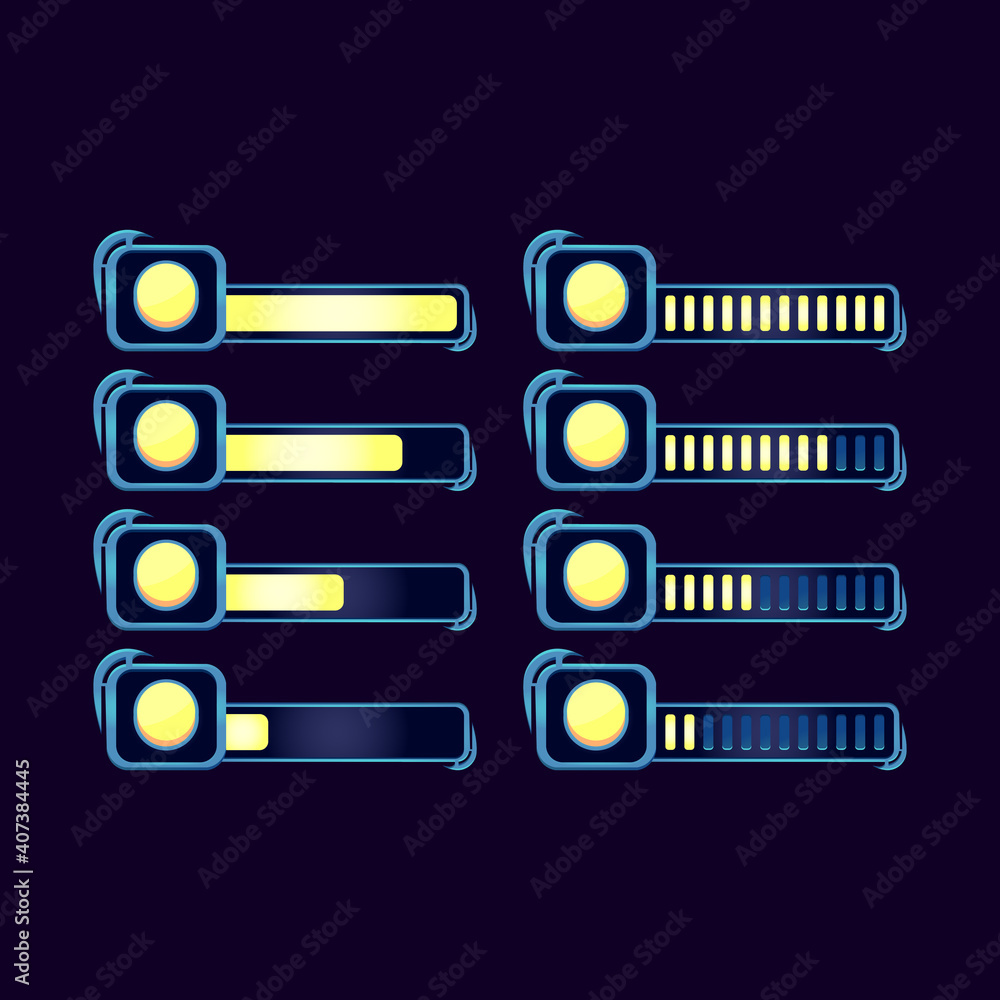 Aufkleber set of gui fantasy rpg currency coin progress bar for game ui asset elements vector illustration