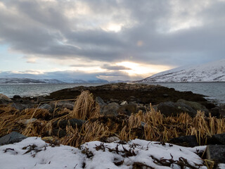 Landschaft im Winter, Kvaloya, Norwegen