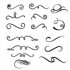 Vector set of  calligraphic swirls or elements for design