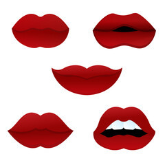 Fototapeta na wymiar Vector set of sexy red women lips