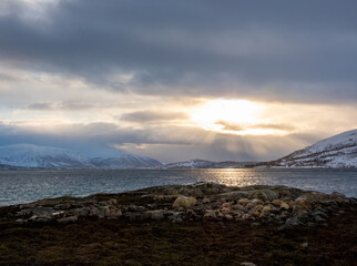 Landschaft im Winter, Kvaloya, Norwegen