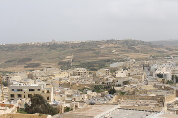 Fototapeta na wymiar Vue aérienne depuis Cathédrale Notre-Dame-de-l'Assomption de Gozo, Malte