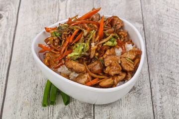 Asian cuisine - Steamed rice with pork